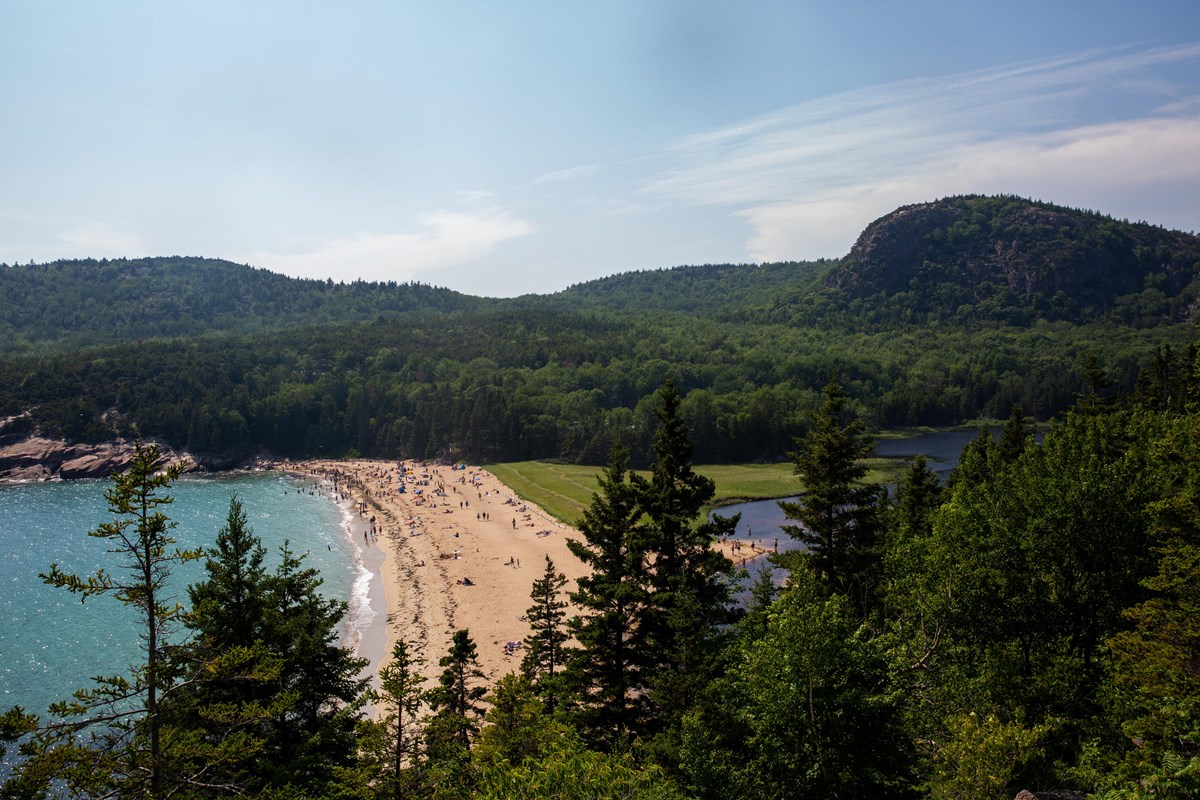 Sand Beach and the rocky Acadia coastline